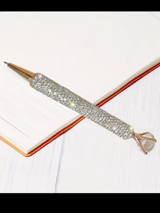 Other - Glitter Crystal Ballpoint Pen in Silver